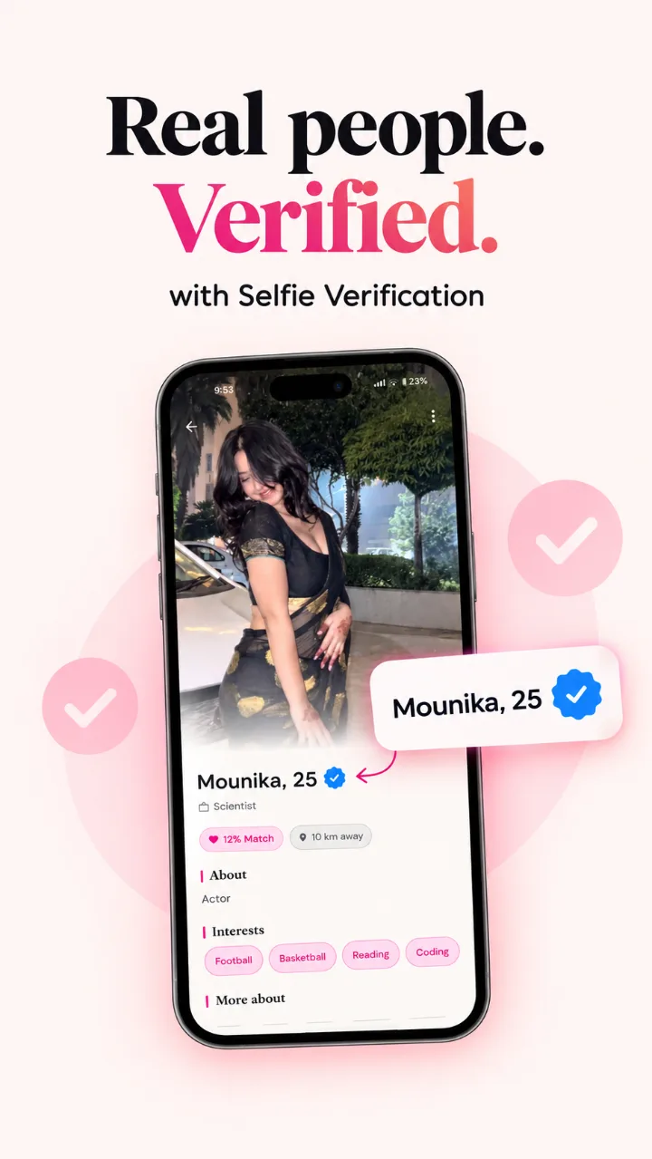 Verified badge. Members can pass a live selfie check to earn it.